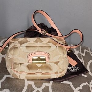 Coach Tan and Pink Crossbody Bag. With Dust Bag.
